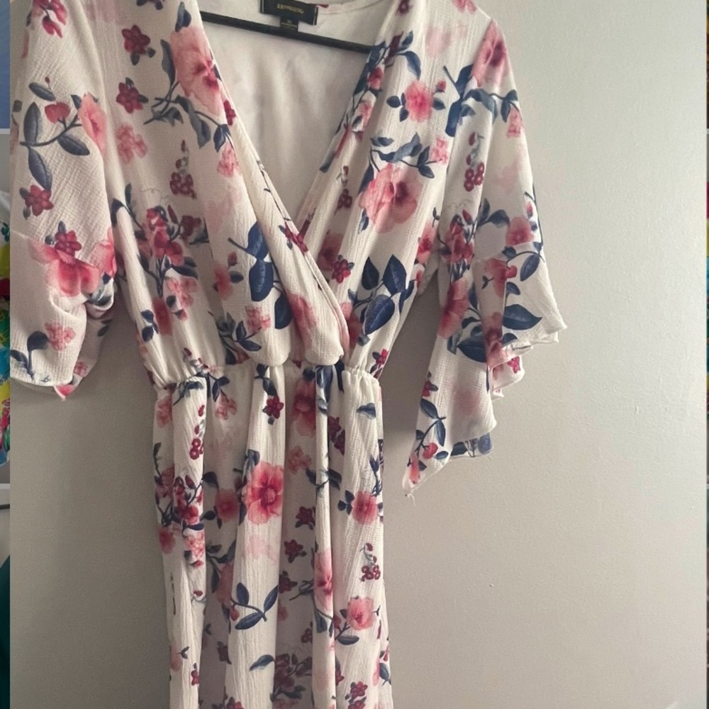 White floral dress.